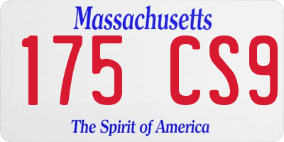 MA license plate 175CS9
