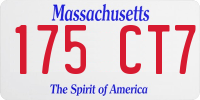 MA license plate 175CT7