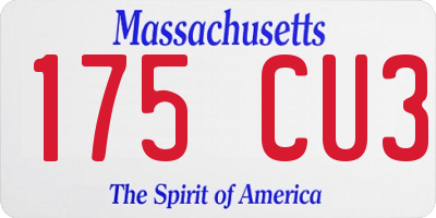 MA license plate 175CU3
