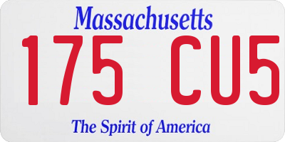MA license plate 175CU5