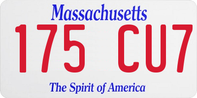 MA license plate 175CU7