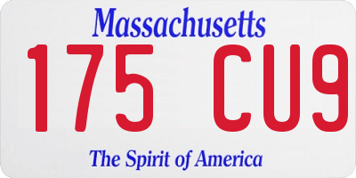 MA license plate 175CU9