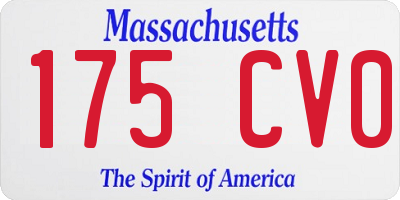 MA license plate 175CV0