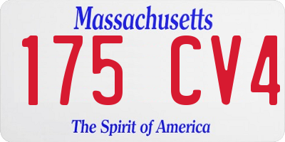 MA license plate 175CV4