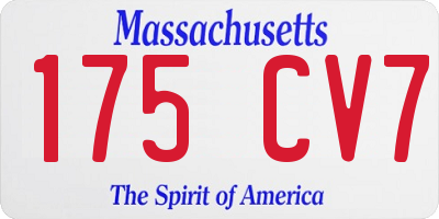 MA license plate 175CV7