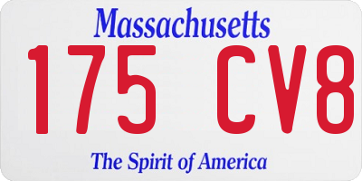 MA license plate 175CV8