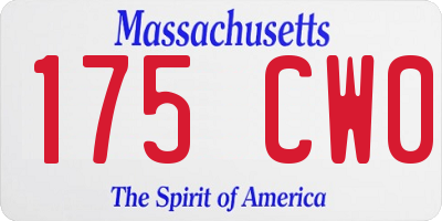 MA license plate 175CW0