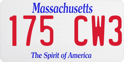 MA license plate 175CW3
