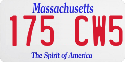 MA license plate 175CW5