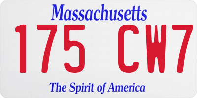 MA license plate 175CW7