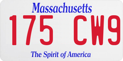 MA license plate 175CW9