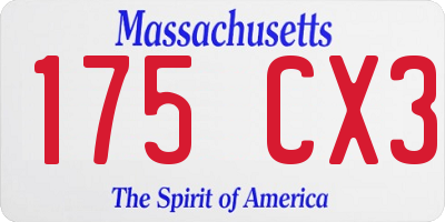 MA license plate 175CX3