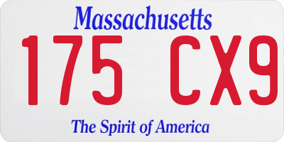 MA license plate 175CX9