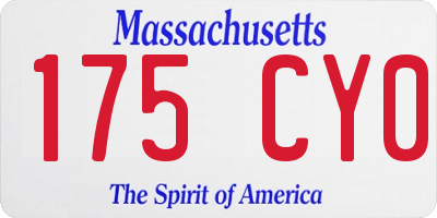 MA license plate 175CY0