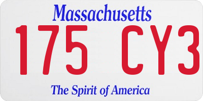 MA license plate 175CY3