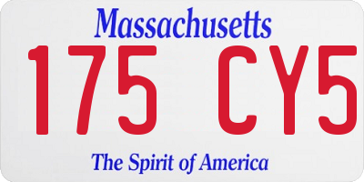 MA license plate 175CY5