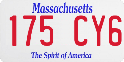 MA license plate 175CY6