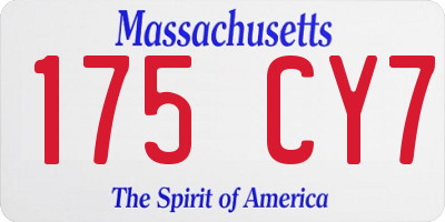 MA license plate 175CY7