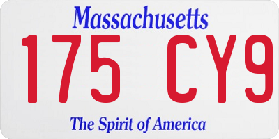MA license plate 175CY9