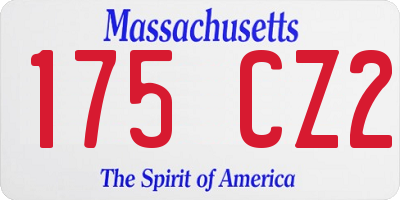MA license plate 175CZ2