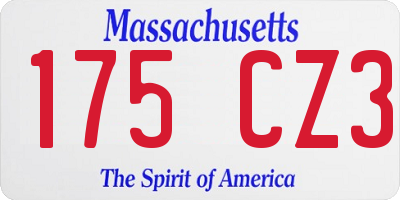 MA license plate 175CZ3