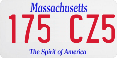 MA license plate 175CZ5
