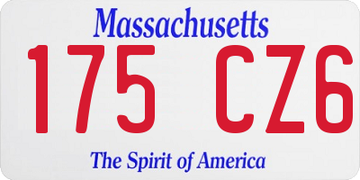MA license plate 175CZ6