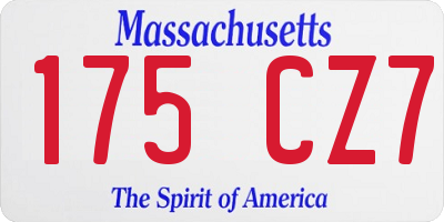 MA license plate 175CZ7