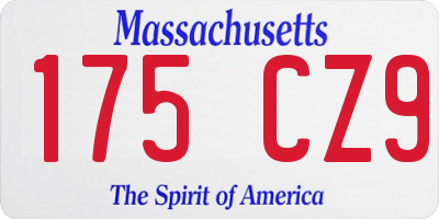 MA license plate 175CZ9