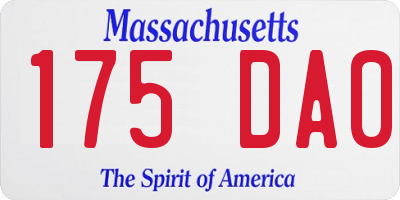 MA license plate 175DA0