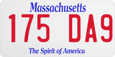 MA license plate 175DA9
