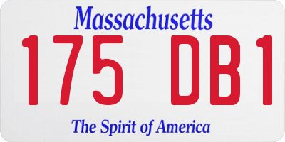 MA license plate 175DB1