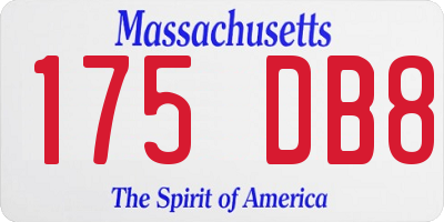 MA license plate 175DB8
