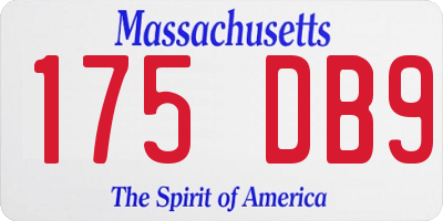 MA license plate 175DB9