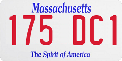 MA license plate 175DC1