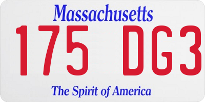 MA license plate 175DG3