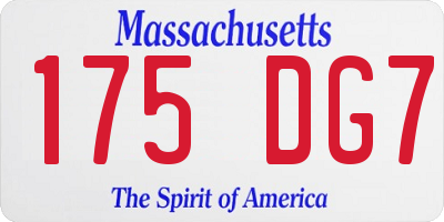 MA license plate 175DG7