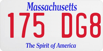 MA license plate 175DG8