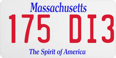 MA license plate 175DI3