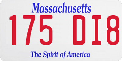 MA license plate 175DI8