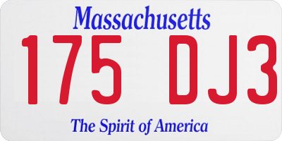 MA license plate 175DJ3