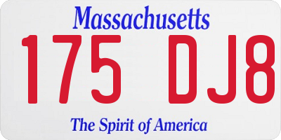 MA license plate 175DJ8