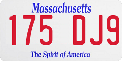 MA license plate 175DJ9