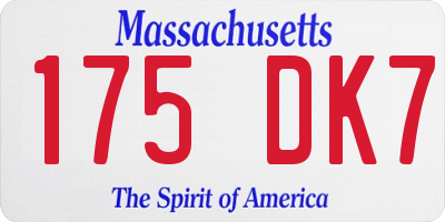 MA license plate 175DK7