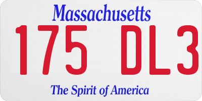 MA license plate 175DL3