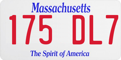 MA license plate 175DL7