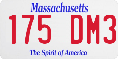 MA license plate 175DM3