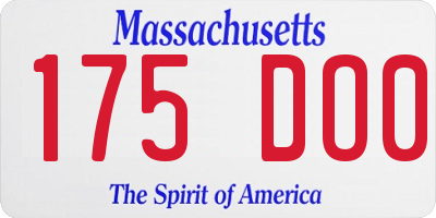 MA license plate 175DO0