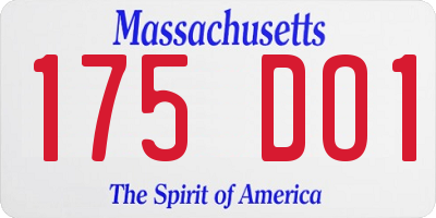 MA license plate 175DO1