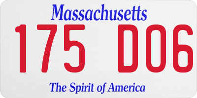 MA license plate 175DO6
